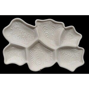 Vintage 1950s Jeanette Venetian Pink Milk Glass Divided Serving Tray beaded rim